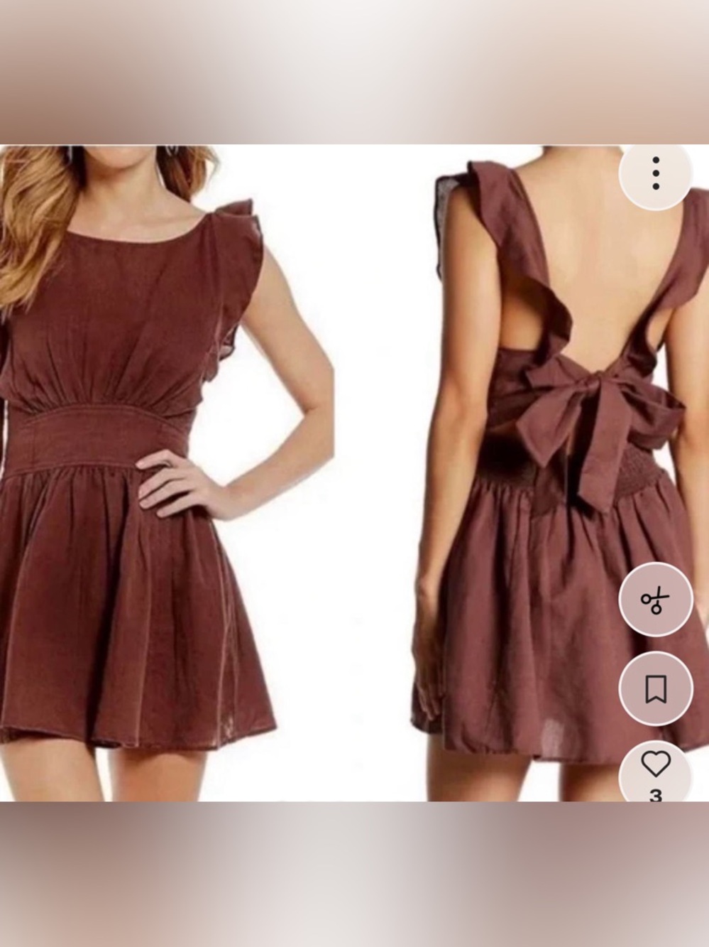 Free People Erin Brown Ruffle Sleeveless Scoop Neck Dress Size L, NWOT